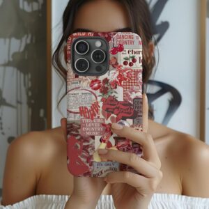 Cowgirl Western Preppy Collage Phone Case Cool Red Howdy Aesthetic iPhone 16 15 14 13 12 Pro Max Samsung Galaxy s24 s23 s22 Ultra Pixel 8 7