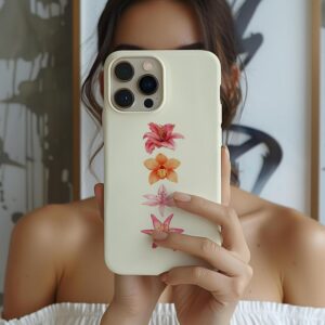 Floral Phone Case, Summer Flowers, Orchids and Lilies, Minimalist Cover, iPhone 16 15 14 13 Pro Max Plus Samsung Galaxy S24 S23 S22 S21