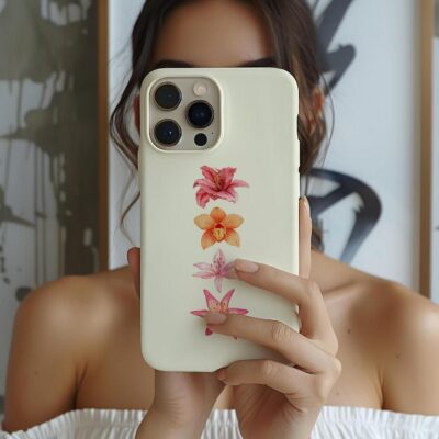 Floral Phone Case, Summer Flowers, Orchids and Lilies, Minimalist Cover, iPhone 16 15 14 13 Pro Max Plus Samsung Galaxy S24 S23 S22 S21