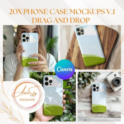 Phone Case Mockup Templates for Canva | Digital Download | Customizable Phone Cover Mockups|Drag and Drop| Editable Phone Cover Template